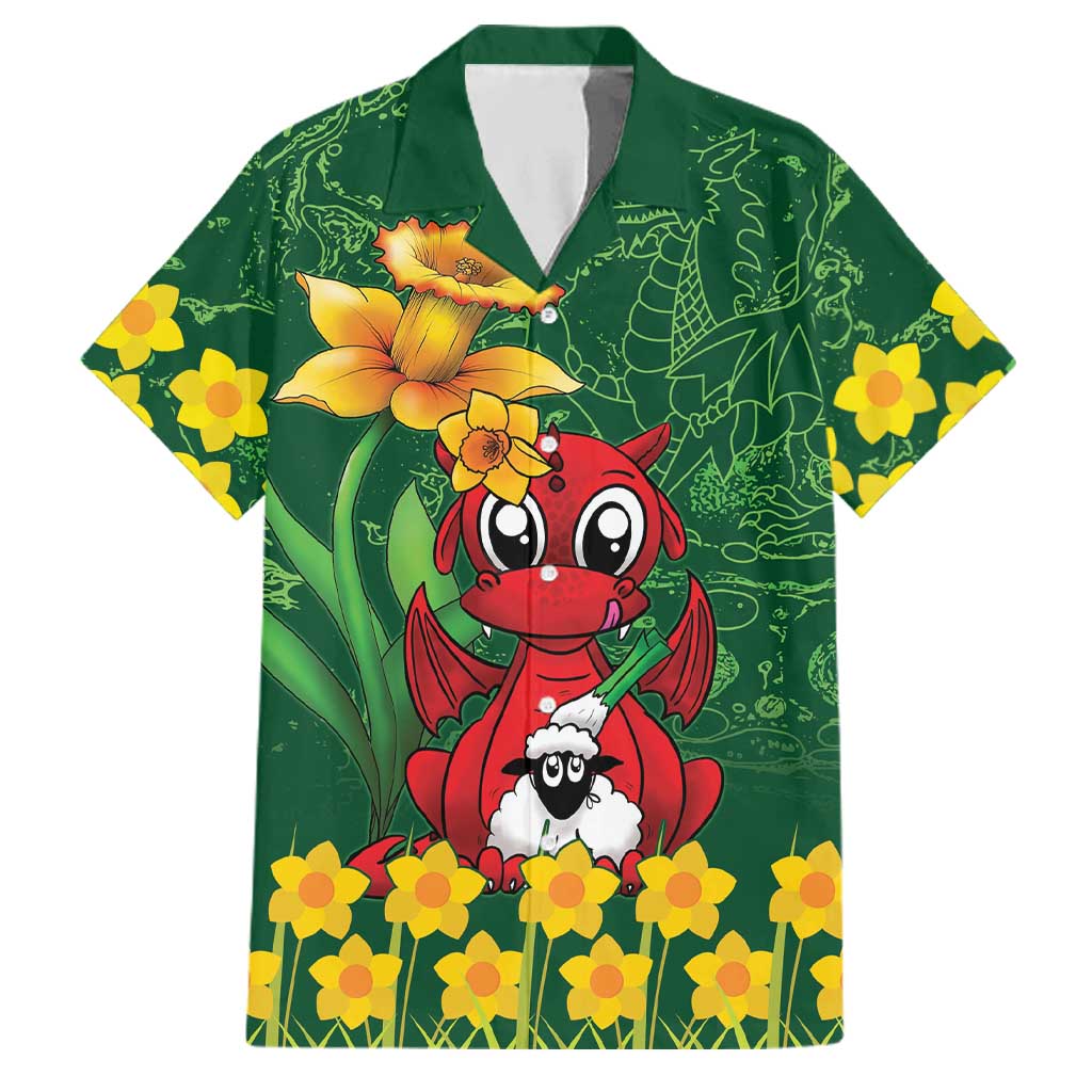 Saint David's Day Family Matching Tank Maxi Dress and Hawaiian Shirt Welsh Dragons Yellow Daffodils - Wonder Print Shop