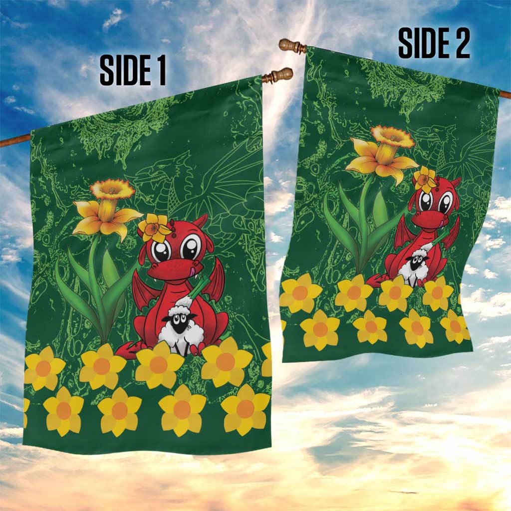 Saint David's Day Garden Flag Welsh Dragons Yellow Daffodils - Wonder Print Shop