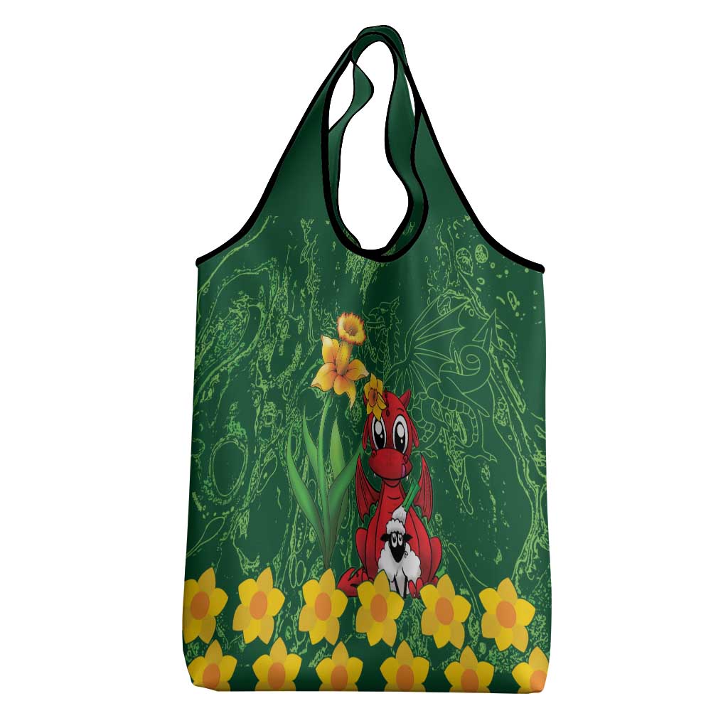 Saint David's Day Grocery Bag Welsh Dragons Yellow Daffodils - Wonder Print Shop