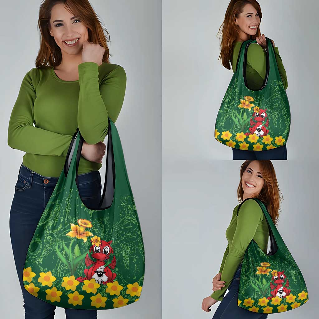 Saint David's Day Grocery Bag Welsh Dragons Yellow Daffodils - Wonder Print Shop