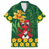 Saint David's Day Hawaiian Shirt Welsh Dragons Yellow Daffodils - Wonder Print Shop