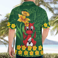 Saint David's Day Hawaiian Shirt Welsh Dragons Yellow Daffodils - Wonder Print Shop