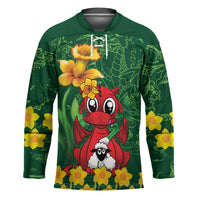 Saint David's Day Hockey Jersey Welsh Dragons Yellow Daffodils - Wonder Print Shop
