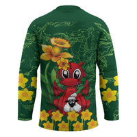 Saint David's Day Hockey Jersey Welsh Dragons Yellow Daffodils - Wonder Print Shop