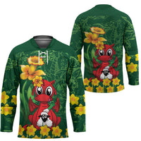 Saint David's Day Hockey Jersey Welsh Dragons Yellow Daffodils - Wonder Print Shop