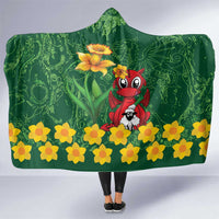 Saint David's Day Hooded Blanket Welsh Dragons Yellow Daffodils - Wonder Print Shop