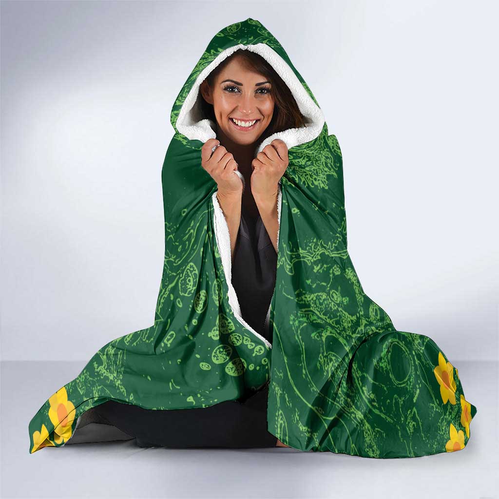 Saint David's Day Hooded Blanket Welsh Dragons Yellow Daffodils - Wonder Print Shop