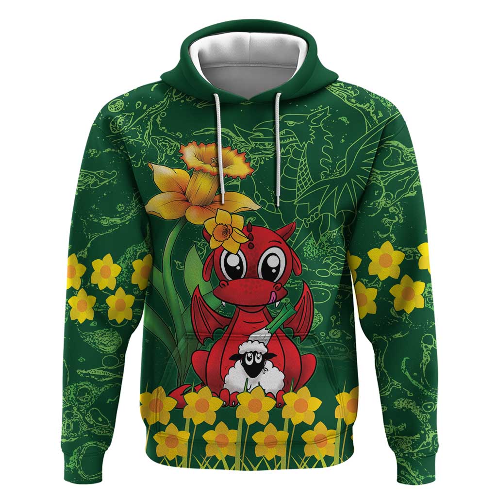 Saint David's Day Hoodie Welsh Dragons Yellow Daffodils - Wonder Print Shop