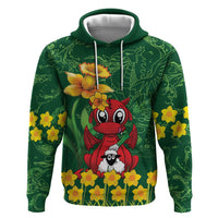 Saint David's Day Hoodie Welsh Dragons Yellow Daffodils - Wonder Print Shop
