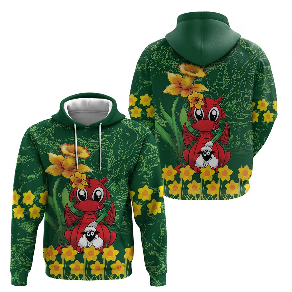 Saint David's Day Hoodie Welsh Dragons Yellow Daffodils - Wonder Print Shop