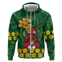 Saint David's Day Hoodie Welsh Dragons Yellow Daffodils - Wonder Print Shop