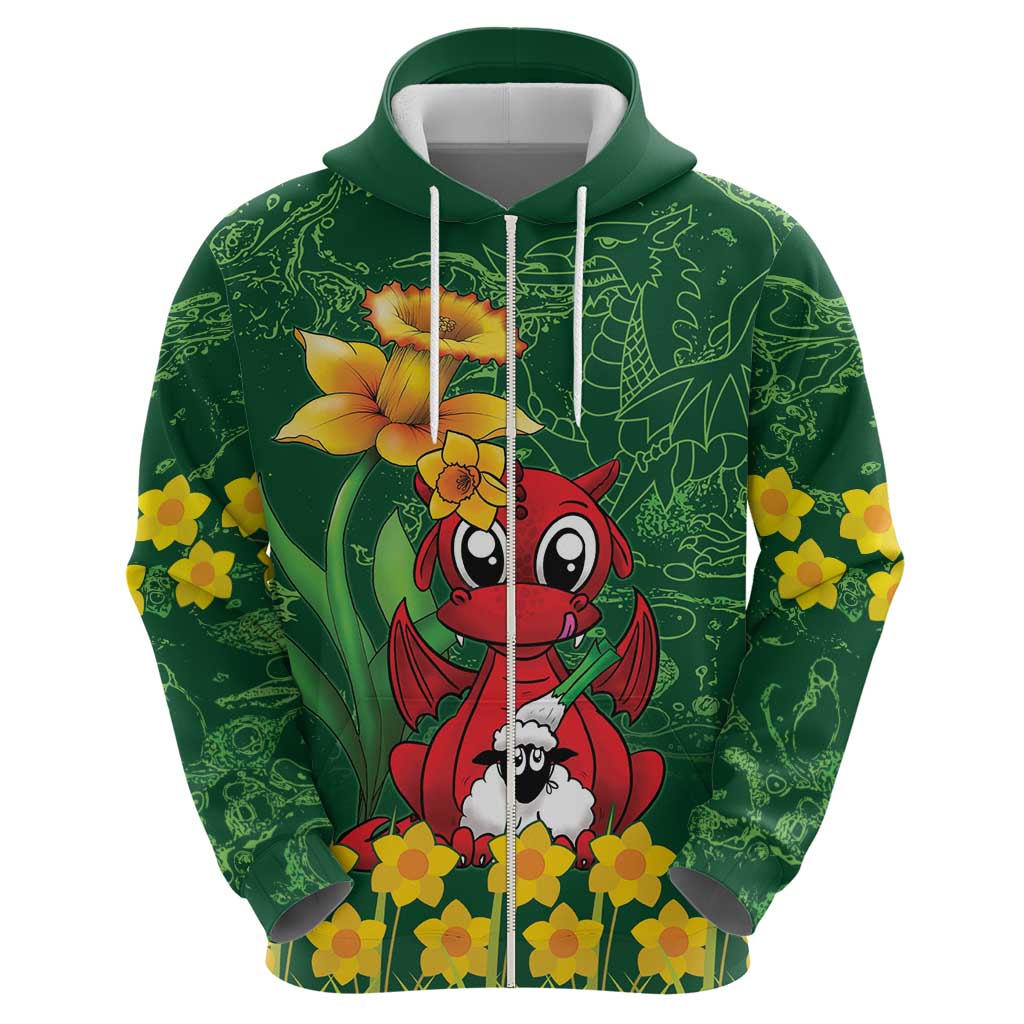 Saint David's Day Hoodie Welsh Dragons Yellow Daffodils - Wonder Print Shop