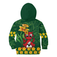 Saint David's Day Kid Hoodie Welsh Dragons Yellow Daffodils - Wonder Print Shop