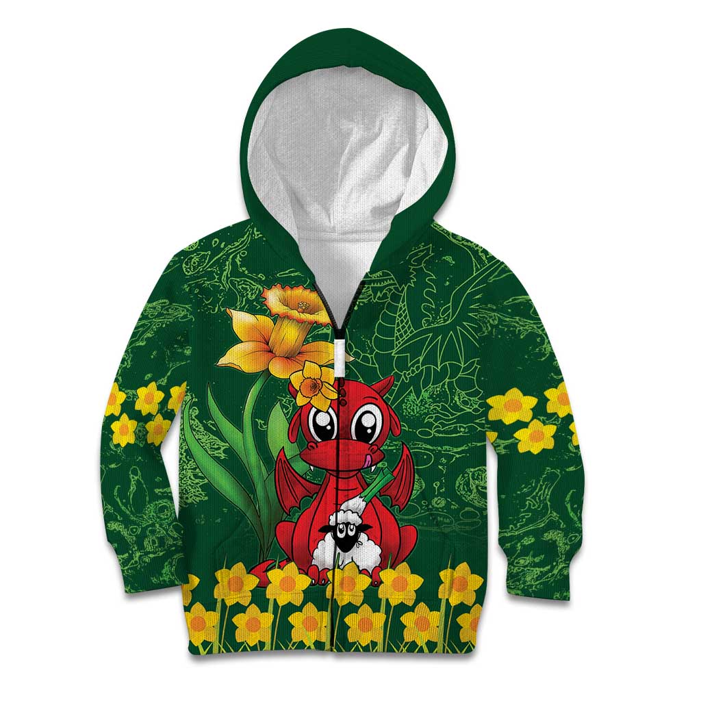 Saint David's Day Kid Hoodie Welsh Dragons Yellow Daffodils - Wonder Print Shop