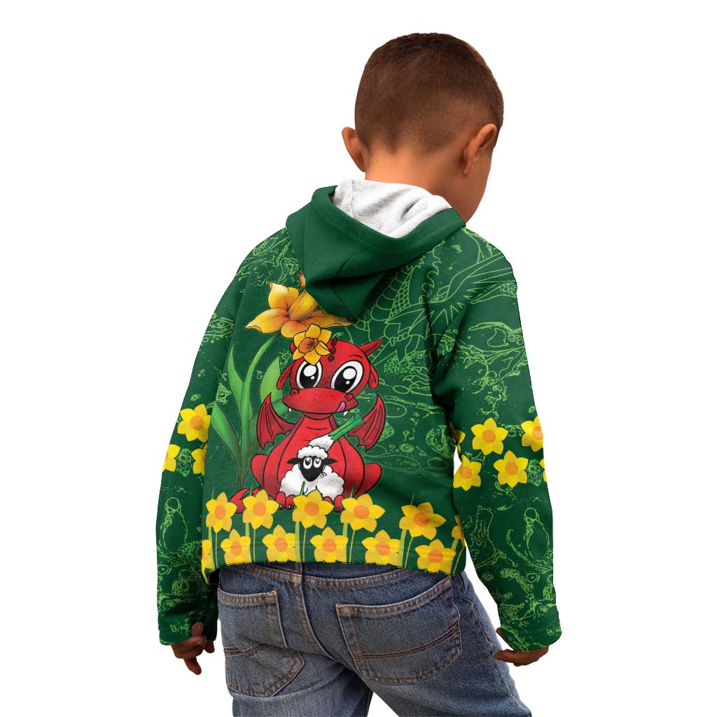 Saint David's Day Kid Hoodie Welsh Dragons Yellow Daffodils - Wonder Print Shop