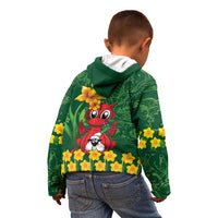 Saint David's Day Kid Hoodie Welsh Dragons Yellow Daffodils - Wonder Print Shop