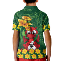 Saint David's Day Kid Polo Shirt Welsh Dragons Yellow Daffodils - Wonder Print Shop