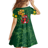 Saint David's Day Kid Short Sleeve Dress Welsh Dragons Yellow Daffodils - Wonder Print Shop