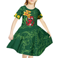 Saint David's Day Kid Short Sleeve Dress Welsh Dragons Yellow Daffodils - Wonder Print Shop