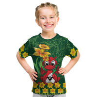 Saint David's Day Kid T Shirt Welsh Dragons Yellow Daffodils - Wonder Print Shop