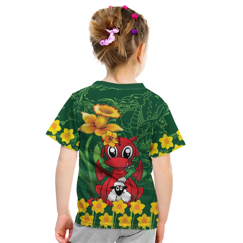 Saint David's Day Kid T Shirt Welsh Dragons Yellow Daffodils - Wonder Print Shop