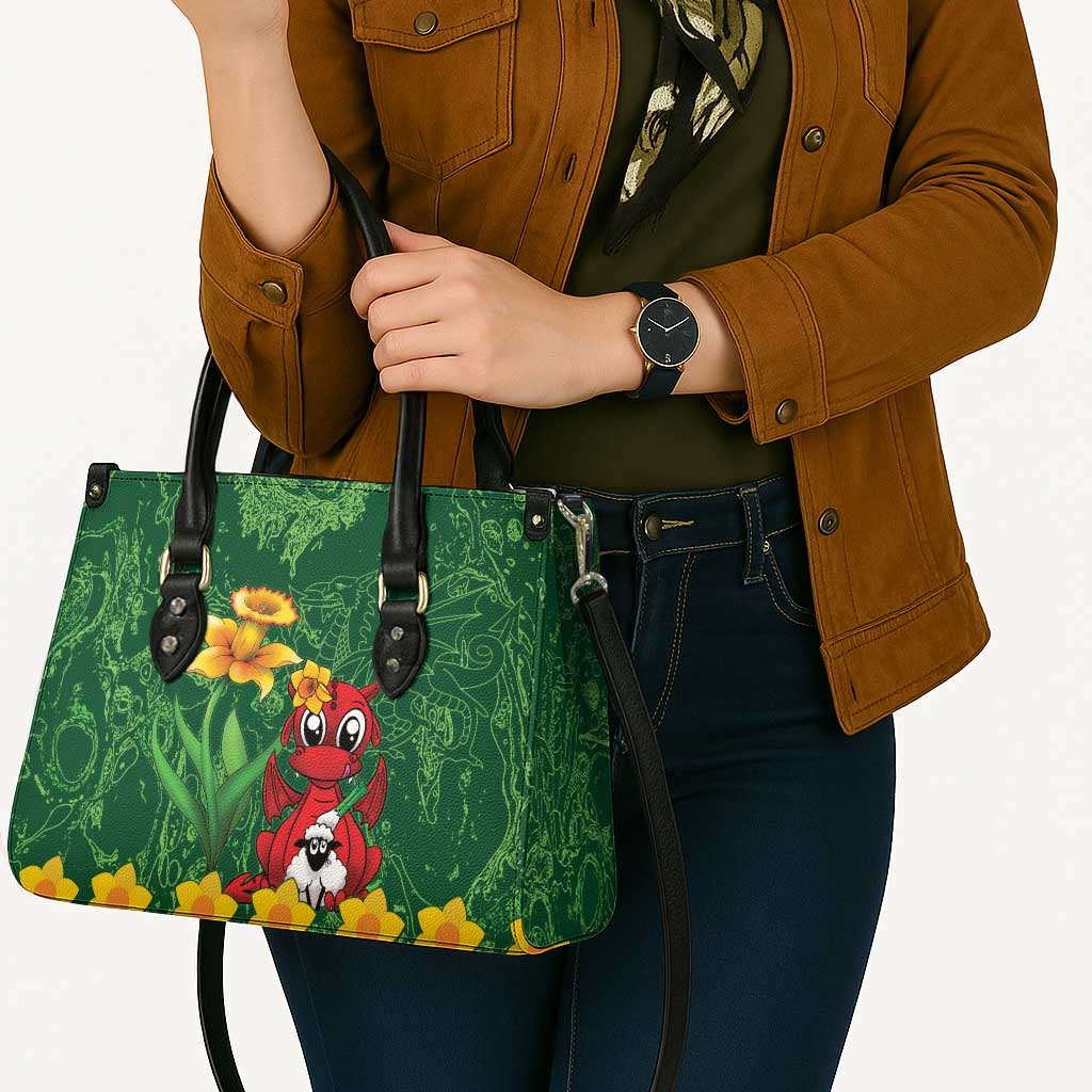 Saint David's Day Leather Bag Welsh Dragons Yellow Daffodils - Wonder Print Shop