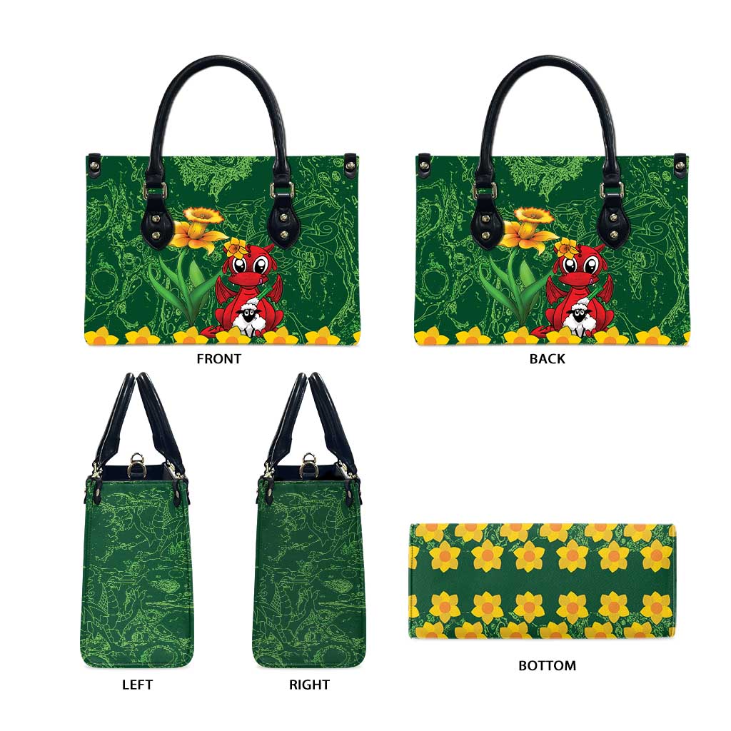 Saint David's Day Leather Bag Welsh Dragons Yellow Daffodils - Wonder Print Shop