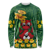 Saint David's Day Long Sleeve Shirt Welsh Dragons Yellow Daffodils - Wonder Print Shop