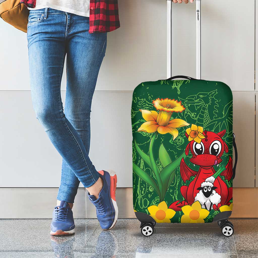 Saint David's Day Luggage Cover Welsh Dragons Yellow Daffodils - Wonder Print Shop