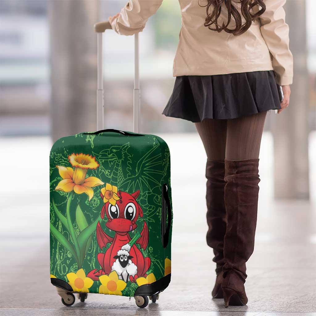 Saint David's Day Luggage Cover Welsh Dragons Yellow Daffodils - Wonder Print Shop