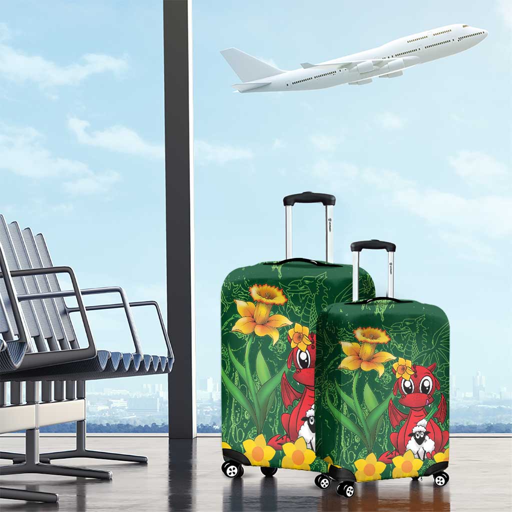 Saint David's Day Luggage Cover Welsh Dragons Yellow Daffodils - Wonder Print Shop