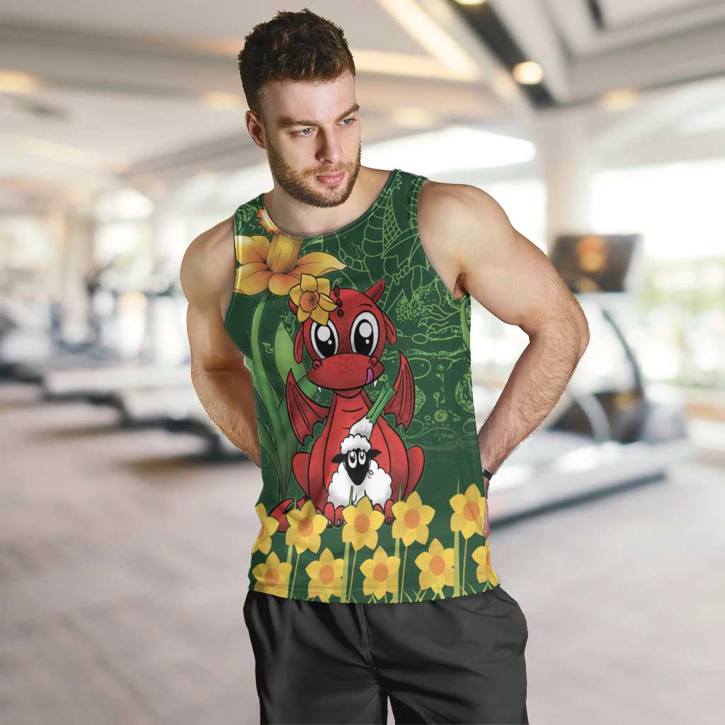 Saint David's Day Men Tank Top Welsh Dragons Yellow Daffodils - Wonder Print Shop