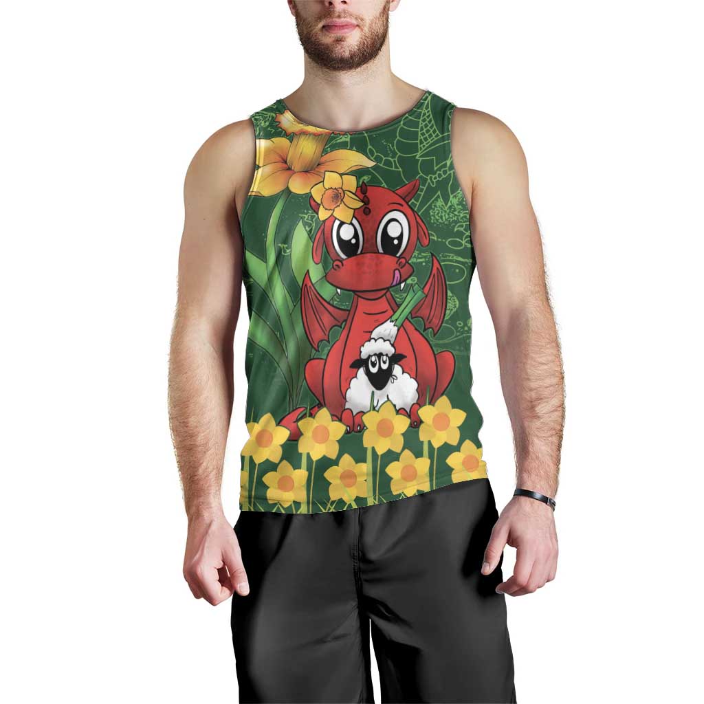 Saint David's Day Men Tank Top Welsh Dragons Yellow Daffodils - Wonder Print Shop