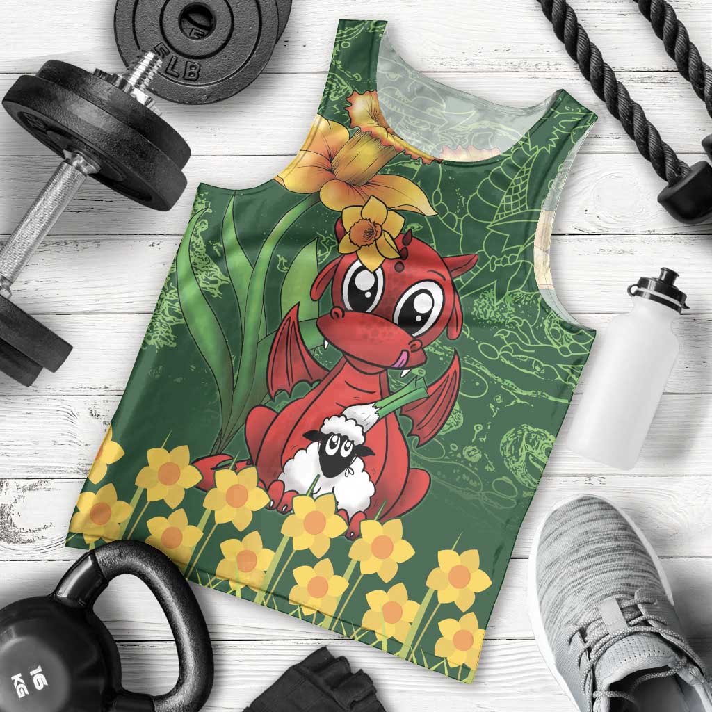 Saint David's Day Men Tank Top Welsh Dragons Yellow Daffodils - Wonder Print Shop