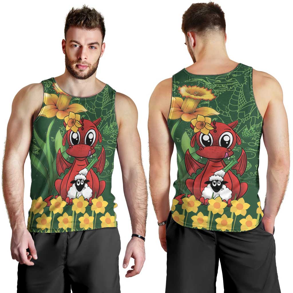 Saint David's Day Men Tank Top Welsh Dragons Yellow Daffodils - Wonder Print Shop