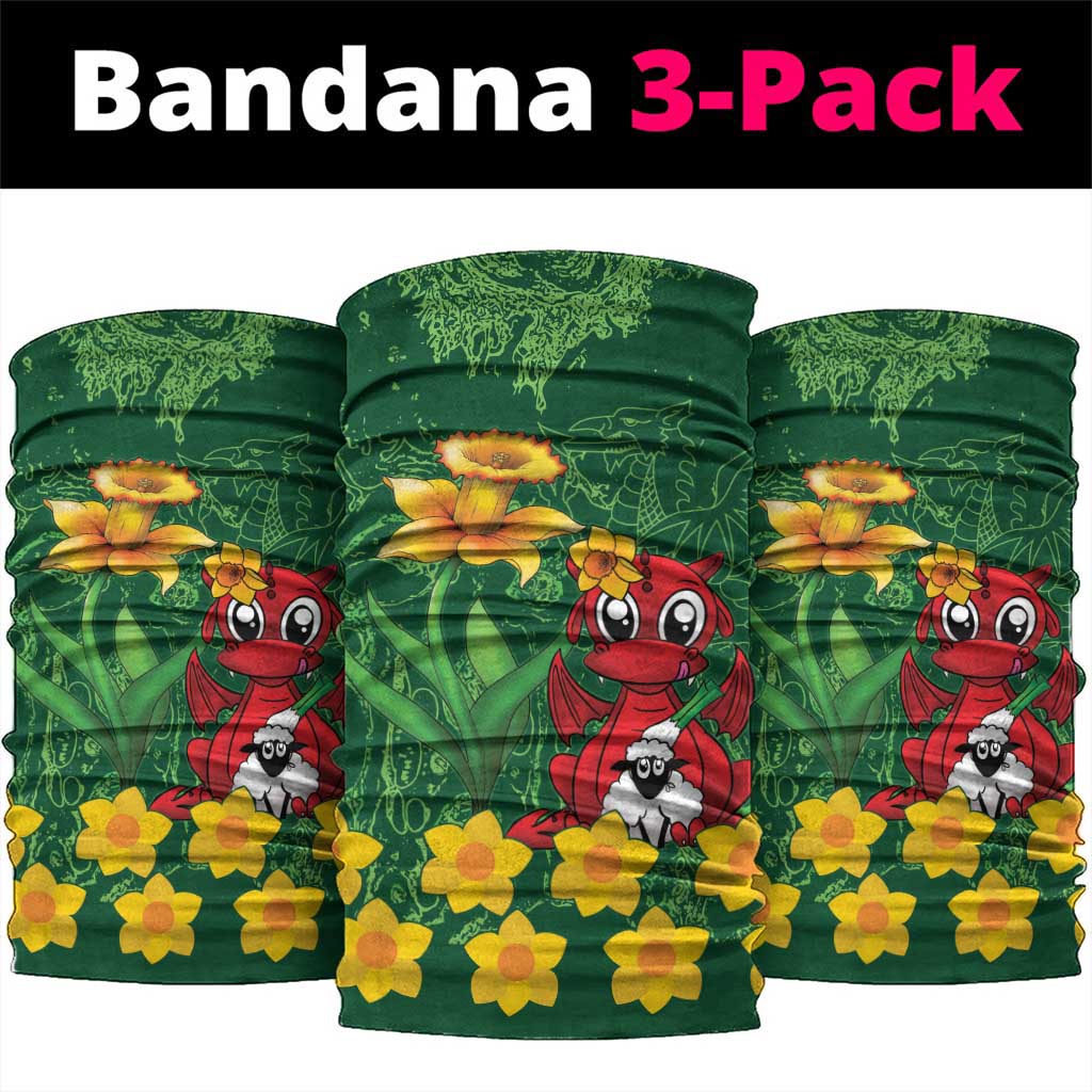 Saint David's Day Neck Gaiter Welsh Dragons Yellow Daffodils - Wonder Print Shop