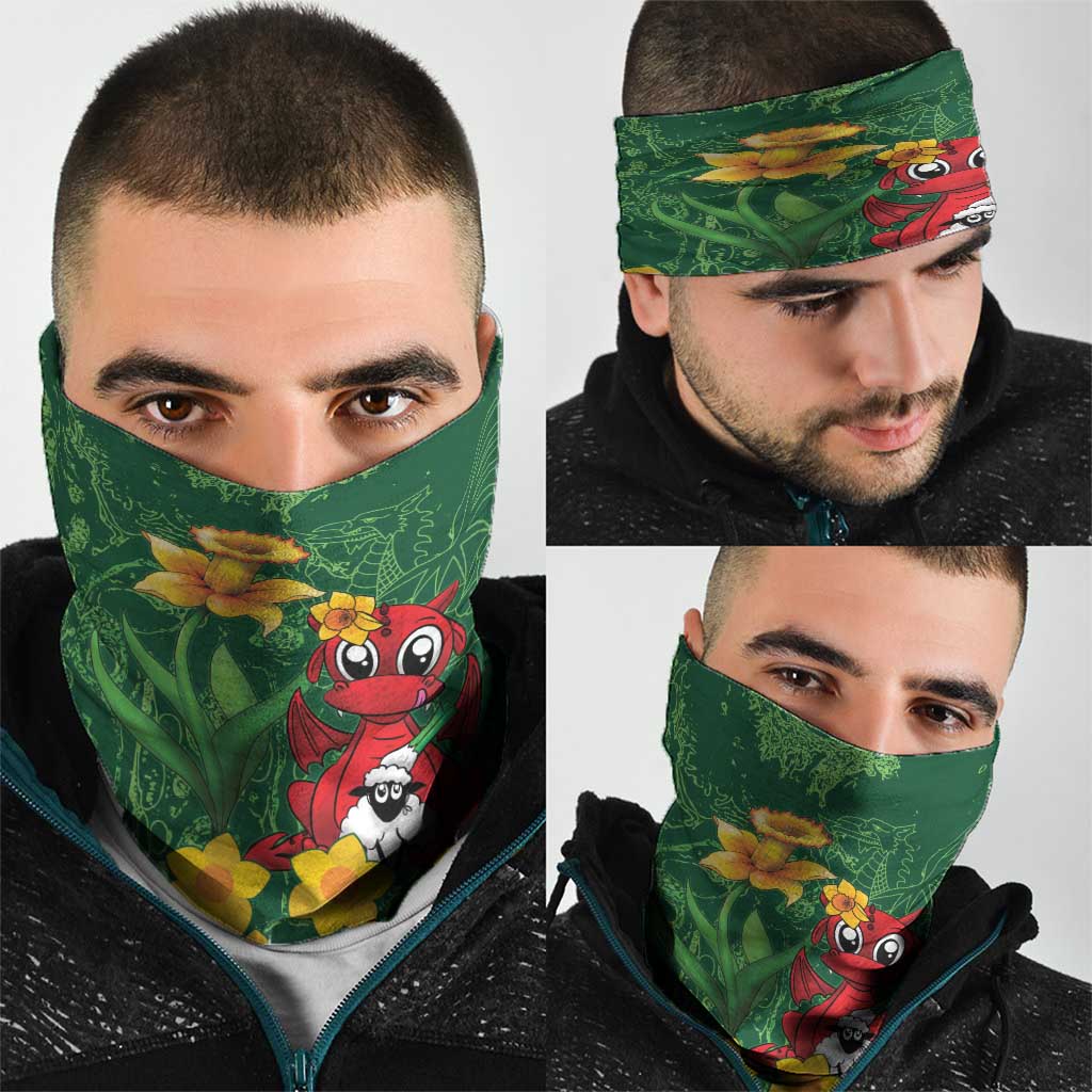 Saint David's Day Neck Gaiter Welsh Dragons Yellow Daffodils - Wonder Print Shop