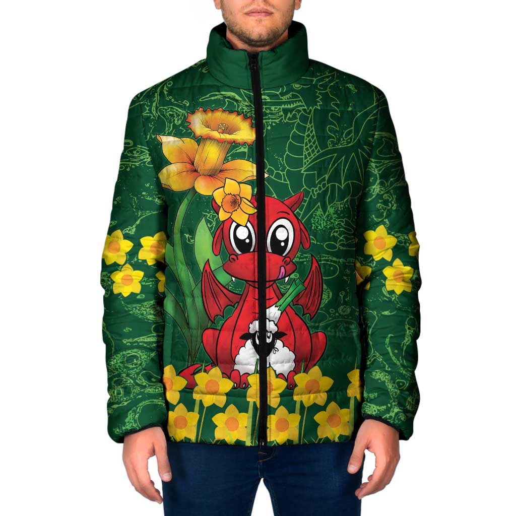 Saint David's Day Padded Jacket Welsh Dragons Yellow Daffodils - Wonder Print Shop