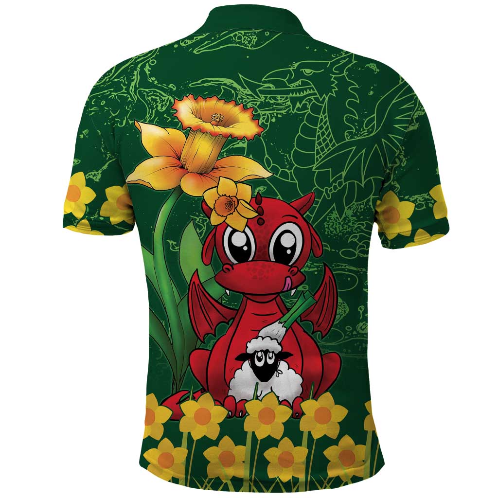 Saint David's Day Polo Shirt Welsh Dragons Yellow Daffodils - Wonder Print Shop