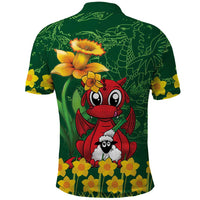 Saint David's Day Polo Shirt Welsh Dragons Yellow Daffodils - Wonder Print Shop