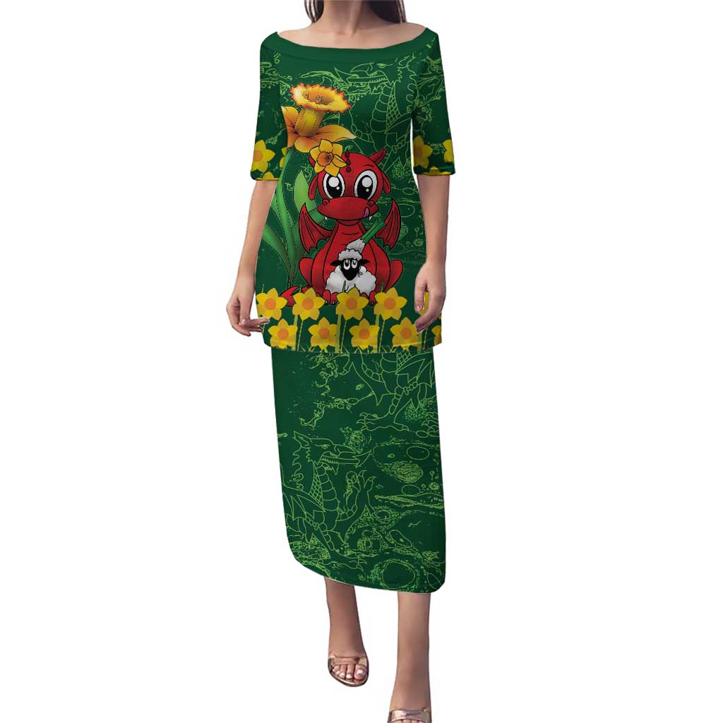 Saint David's Day Puletasi Welsh Dragons Yellow Daffodils - Wonder Print Shop