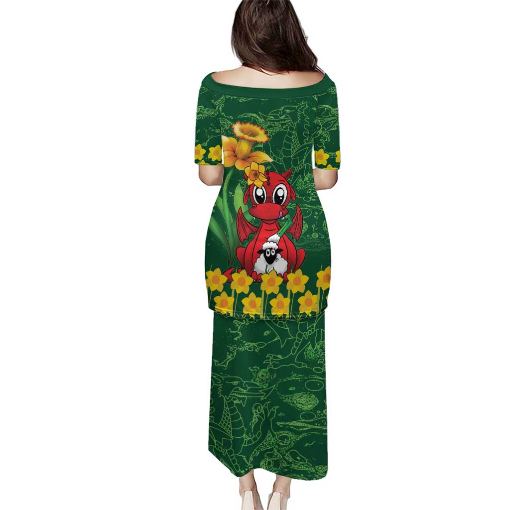 Saint David's Day Puletasi Welsh Dragons Yellow Daffodils - Wonder Print Shop
