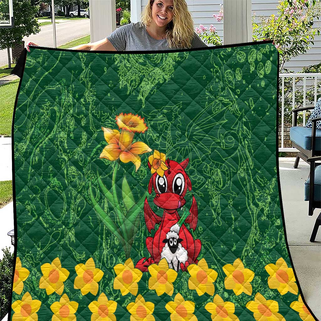 Saint David's Day Quilt Welsh Dragons Yellow Daffodils - Wonder Print Shop