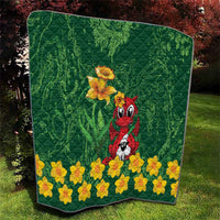 Saint David's Day Quilt Welsh Dragons Yellow Daffodils - Wonder Print Shop
