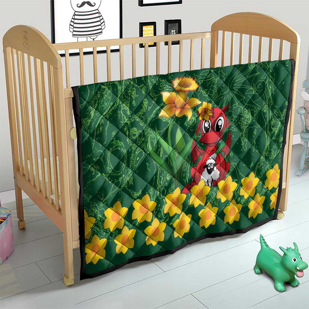 Saint David's Day Quilt Welsh Dragons Yellow Daffodils - Wonder Print Shop
