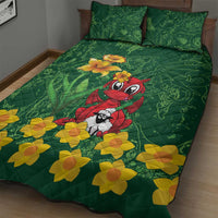 Saint David's Day Quilt Bed Set Welsh Dragons Yellow Daffodils - Wonder Print Shop
