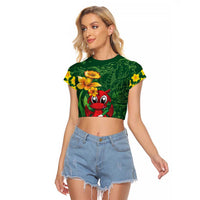 Saint David's Day Raglan Cropped T Shirt Welsh Dragons Yellow Daffodils - Wonder Print Shop