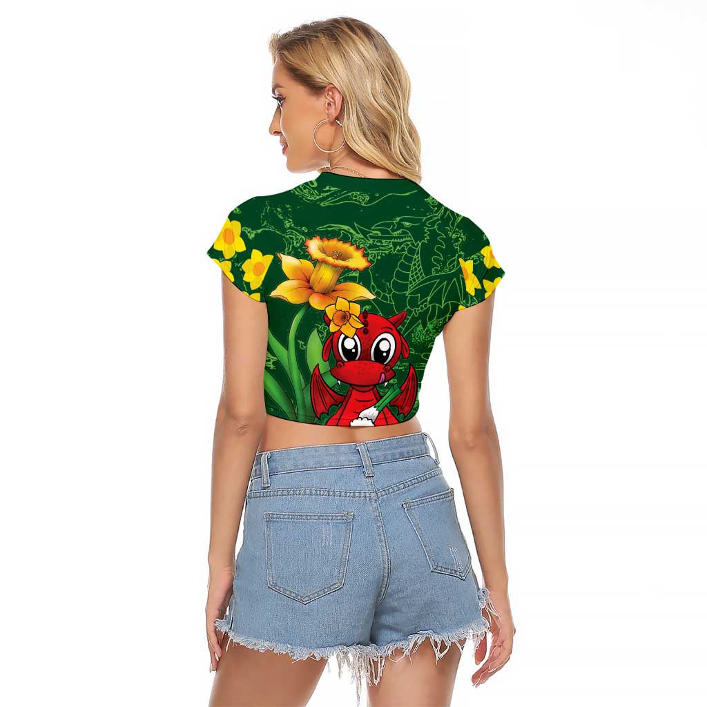 Saint David's Day Raglan Cropped T Shirt Welsh Dragons Yellow Daffodils - Wonder Print Shop