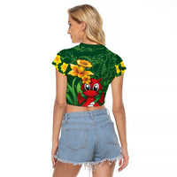 Saint David's Day Raglan Cropped T Shirt Welsh Dragons Yellow Daffodils - Wonder Print Shop