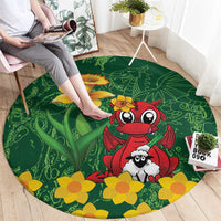 Saint David's Day Round Carpet Welsh Dragons Yellow Daffodils - Wonder Print Shop